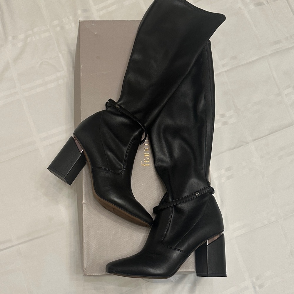 Franco Sarto Black Leather Knee-High Boots size 7.5 Women